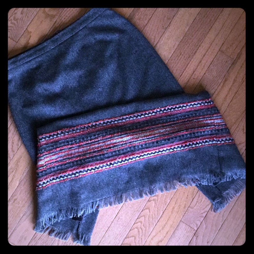 Full length gray wool skirt